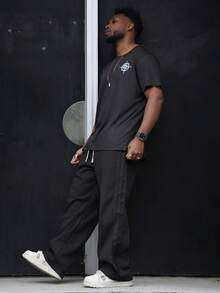 Heavens Edit 男士圆领老鹰印花短袖 T 恤 - 黑色 - 查看 4