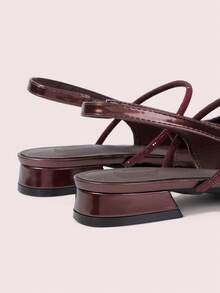 CUCCOO DOLLMOD 女士黑色亮面漆皮平底玛丽珍鞋，方头设计，方便穿脱，适合通勤、约会、聚会、购物、圣诞节等场合。 - 鏽棕色 - 查看 9