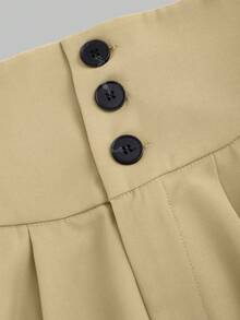 Sweetra High Waist Loose Flattering Drape Women's Pants, Spring - Khaki - View 3