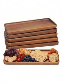 1/2 Piece Acorn-Shaped Wooden Tray, Oval Tray, Rectangular Tray, Wooden Tray, Beauty Display Tray, Perfume Tray, Bathroom Tray, Utensil Wooden Tray, Cake Tray, Kitchen Tray, Display Stand, Food Tray, Cupcake Tray, For Decoration, Halloween, Easter, Valentine's Day, Christmas, Table Decoration, For, Cake, Bread, Perfume, Jewelry, Bathroom Products - Multicolor - View 2