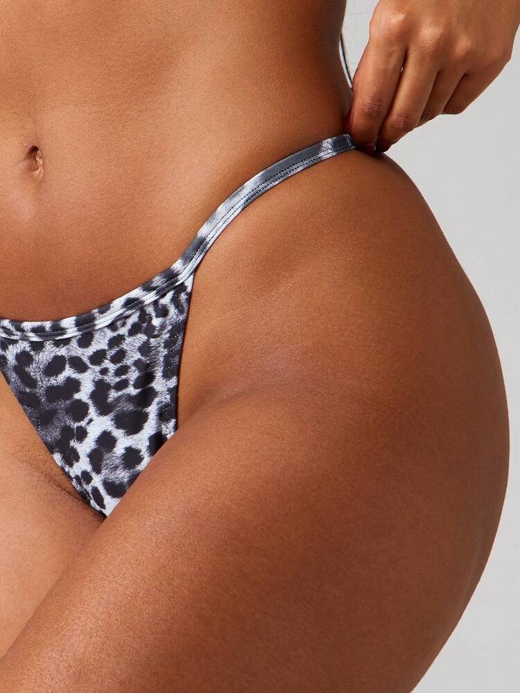 MISSGUIDED Leopard Print High Waisted Cheeky Coverage Brief Panties With Thin Side Straps Comfortable Everyday Underwear For Women