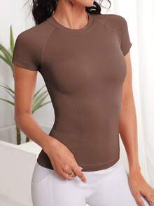 Easithlete Feels Like Skin Softness Cut Out Twist Back Sports Tank Top Fitted Shirt Workout Tank Top Gym Women Shirts - Coffee Brown - View 4