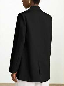 Aveloria Modichic Women's Business Style Solid Color Double-Breasted Blazer Jacket For Commuting, Autumn  - Black - View 1