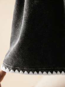 Elaquor 大码女式腰带花边休闲宽松短裤 春夏休闲度假短裤 - 黑色 - 查看 4