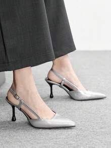 CUCCOO BIZCHIC Women's Elegant Snake Skin Pattern Pumps, Suitable For Commuting For Christmas Spring Shoes - Silver - View 4