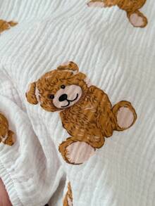 SHEIN Set de 2 piezas de pelele sin mangas con estampado de oso lindo para bebé recién nacido niño/niña, para verano - Marrón - Ver 9