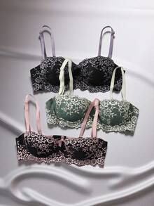 EmpressEnvy 3pack Floral Underwire Bra Lingerie - Multicolor - View 1