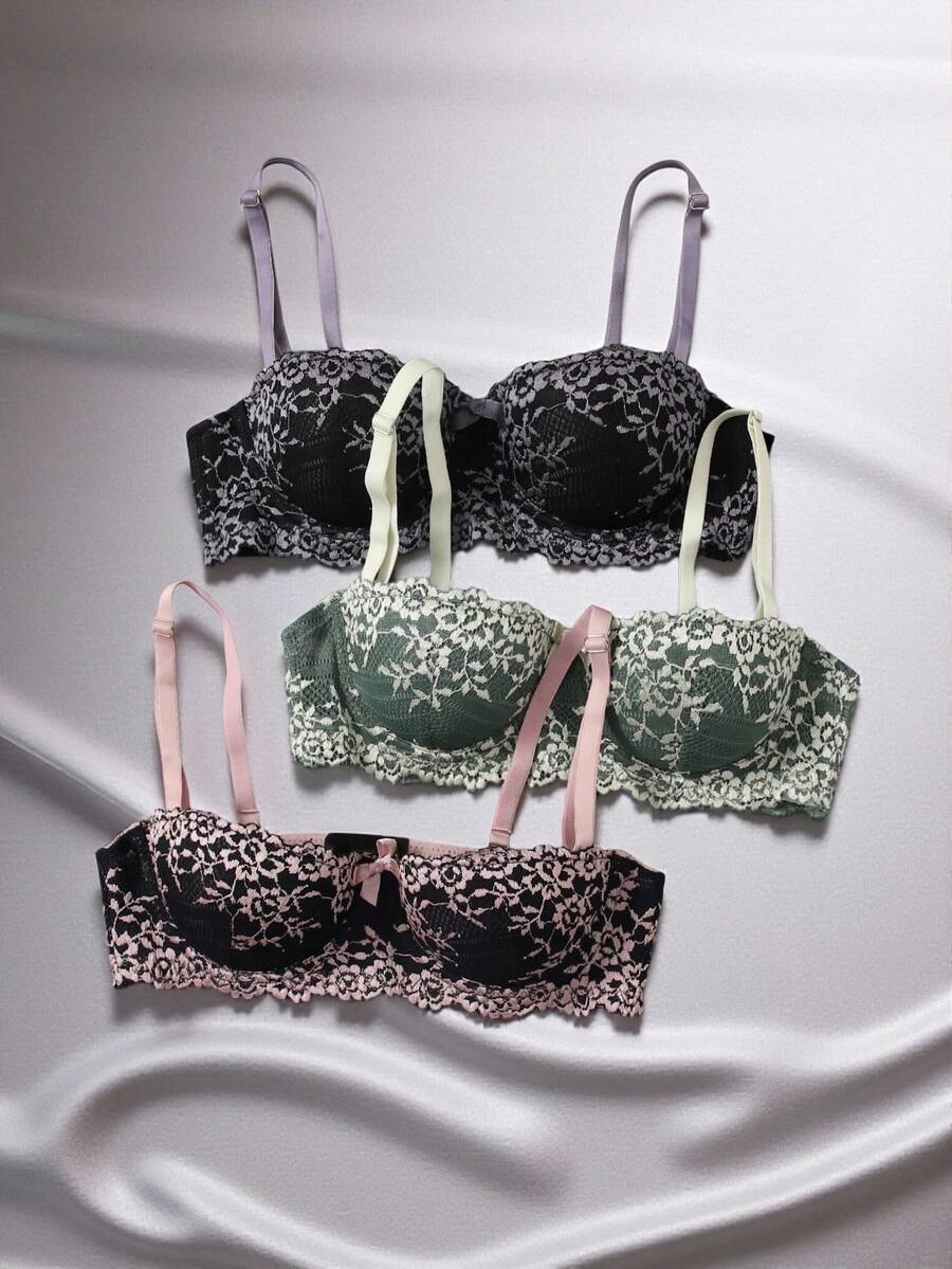EmpressEnvy 3pack Floral Underwire Bra Lingerie - Multicolor - View 1