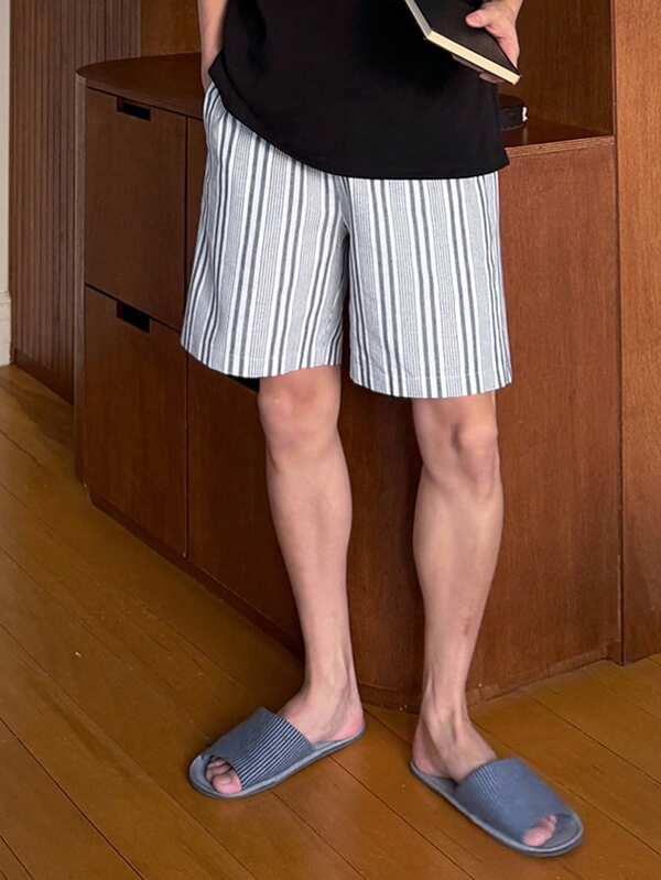 DAZY Men's Striped Elastic Waist Shorts, Summer Loungewear
