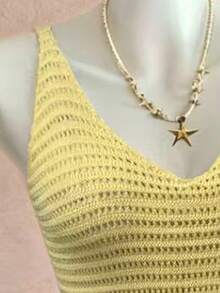 Selianne 优雅无袖V领女士迷你连衣裙，春夏款 - 淡黃色 - 查看 5