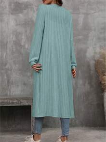 EMERY ROSE Áo khoác nữ dài tay màu trơn, kiểu dáng thường ngày, thoải mái. - Màu xanh lam - Xem 2