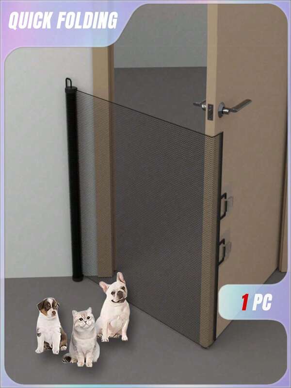 Pet Retractable Fence Door, Cat And Dog Universal Staircase Partition, Portable Folding Safety