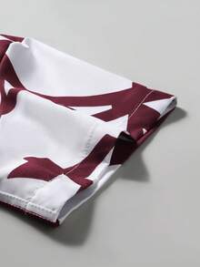 Manfinity Homme Men's Geometric Print Single-Breasted Casual Short Sleeve Shirt - Red and White - View 7