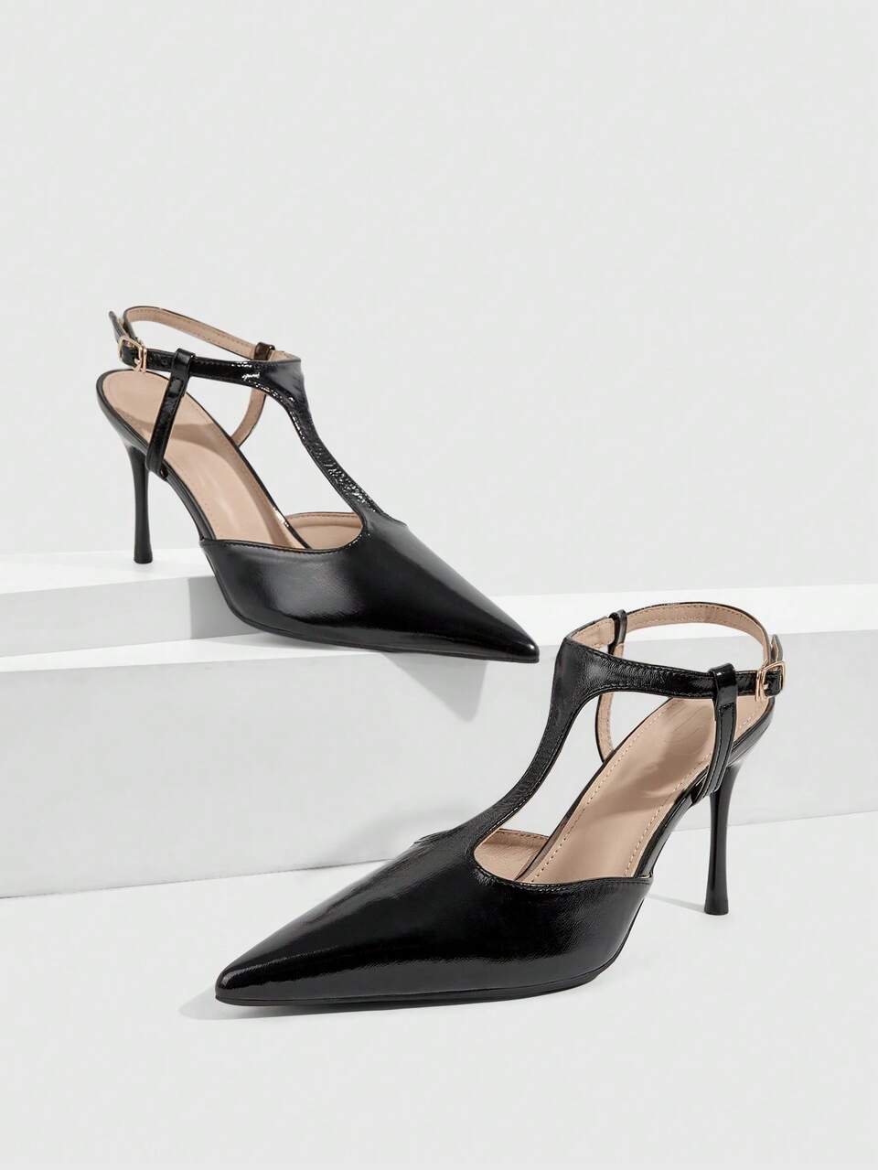 CUCCOO SZL Women's Pointed Toe Buckle Design Fashionable High Heels, Versatile For Daily Wear Spring Shoes