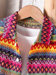 SHEIN Vintaside Kids Young Boys T-Shirt Co-Ords - Multicolor - View 3