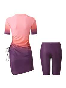 Swim Mulvari Knitted Holiday Party Outgoing Beach New Year Dress, Sexy Beach Dress With Digital Printing Flyaway Gradient, Winter Christmas Two Pieces Viral No Underwire Elegant Summer Women Burkini Middle East Burkini Set Swimwear - Multicolor - View 8