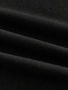 SWAVVY Áo polo nam tay ngắn in họa tiết tối giản - màu đen - Xem 6