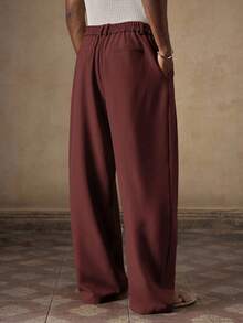 AKNOTIC Quần chinos nam dáng rộng, cạp chun, ống loe, thích hợp cho mùa hè, mùa thu, đi nghỉ mát, mặc hàng ngày, dự tiệc, mặc đôi, quà tặng cho nam giới. - Màu Đỏ Sâu - Xem 5