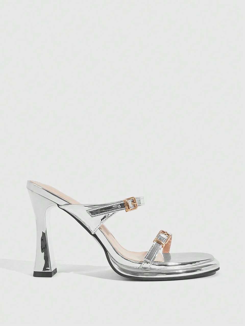 CUCCOO SZL Women's Silver Buckle Design Elegant Fashion High Heel Sandals Prom Heels Summer