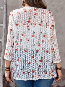 EMERY ROSE 大码女式夏季休闲度假乡村风彩色花卉蕾丝修身度假休闲短外套，适合初秋夏季假期、春假、女士度假、外出等场合，2026新款，简约时尚，日常穿着也十分合适。 - 彩色 - 查看 4