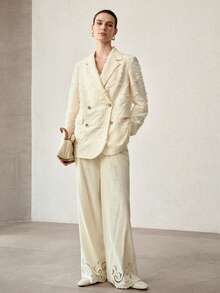 MOTF PREMIUM WOMEN'S ELEGANT DOUBLE-BREASTED BLAZER - Apricot - View 4