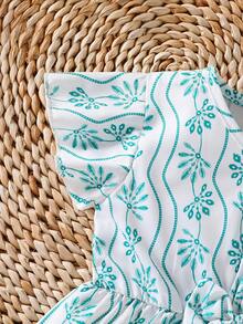 SHEIN 女婴可爱夏季碎花短袖连衣裙 母女亲子装（2 件套分开出售） - 彩色 - 查看 6