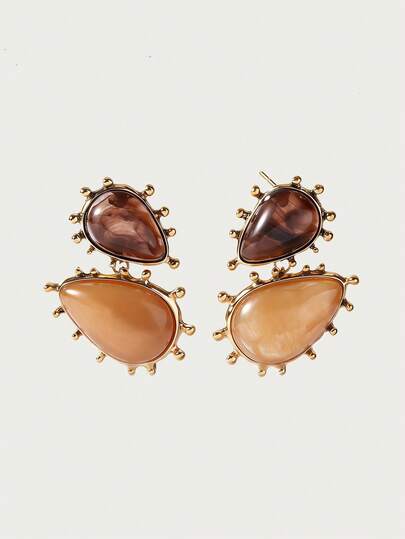 Glisma 1 Pair Retro Baroque Geometric Resin Charm Drop Earrings, Women's Party/Gift Accessories