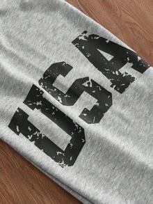 SWAVVY 男士休闲宽松运动裤，印花口袋，灰色，春秋季 - 灰色 - 查看 4