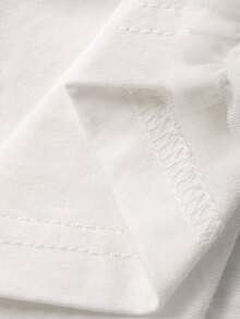 FRIFUL Women's Casual Mesh Patchwork Letter Print T-Shirt, Summer - Beige - View 8