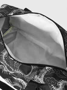 ROMWE Grunge Punk 女士时尚卡通花朵、泡泡、毛茛图案手提包 - 深灰色 - 查看 3