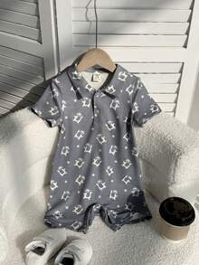 这款男婴休闲简约学院风短袖连体衣，带领，适合生日派对、晚宴、演出、婚礼、洗礼、开幕式、日常穿着、学校、郊游以及春夏季节穿着。 - 藍色 - 查看 4