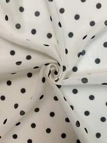 GlowEve Women's Polka Dot Print Tie Collar Ruffle Hem Sleeveless Blouse - Apricot - View 5