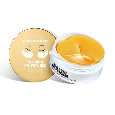 SlowSunday 24K Gold Eye Patches, 30 Pairs, Korean Collagen Eye Mask, Under Eye Collagen Patches, With 24K Gold & Collagen & Sodium Hyaluronate, Diminish Eye Bags, Improve Dark Circles, Tighten The Skin, Anti Wrinkle,  Brighten Eye Contour, For Puffy Eyes, For Winter, For New Year, Y2K, Ideal For Party