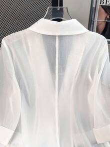 GlowEve 女士纯色简约休闲长袖薄款西装外套 - 白色 - 查看 6