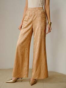 ZEYLAH Quần ống rộng dáng rộng thoải mái cho nữ, mặc đi làm và mặc hàng ngày - trái cam - Xem 4