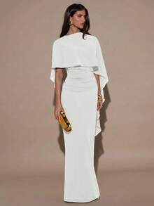 SHEIN BAE Women's Solid Color Fashionable Design Fitted Elegant Summer Dress - White - View 4