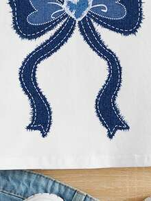 SHEIN Happikins Young Girl Casual Minimalist Cartoon Bow Pattern Sleeveless Round Neck Tank Top, Suitable For Summer - Multicolor - View 6