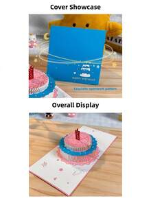 Zazumi 3D Pop Up Birthday Card - Laser Cut Cake Design, Elegant Greeting Card With Flowers, Handcrafted & Special Gift - multicolor - View 9