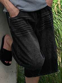 DAZY Men's Black Washed Denim Shorts With Belt, Summer - Black - View 4