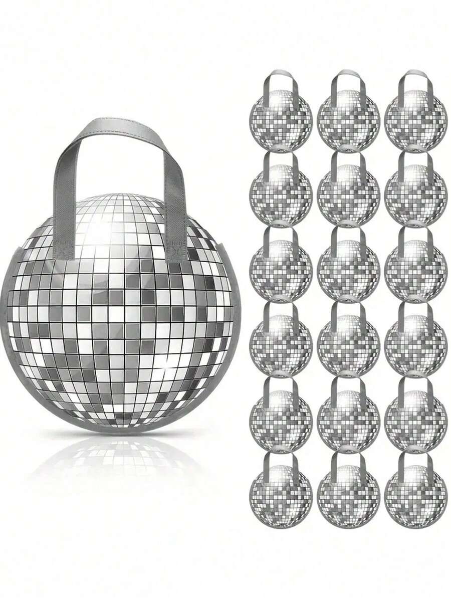3/6/12 Disco Ball Gift Bag - Dancer Themed Party Gift, Suitable For Weddings, Birthdays, Ladies' Parties, Halloween, Christmas Decorations (Silver), Holiday Event Accessories, Retro Spherical Design, Sturdy Tote Bag - Multicolor - View 1