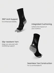 GLOWMODE 1 Pair Cozy Vibes 70% Merino Wool-Blend Sweat-Wicking Arch Support Seamless Toe Socks Ski  Outdoors Daily Casual Wear Spring Summer - Black - View 2