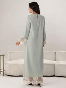 Yasmyna Vestido elegante com apliques em estilo árabe para mulheres - Verde - Ver 7