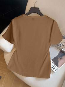 GlowEve CURVE Áo thun ngắn tay in hoa mùa hè dành cho nữ cỡ lớn - màu nâu - Xem 2