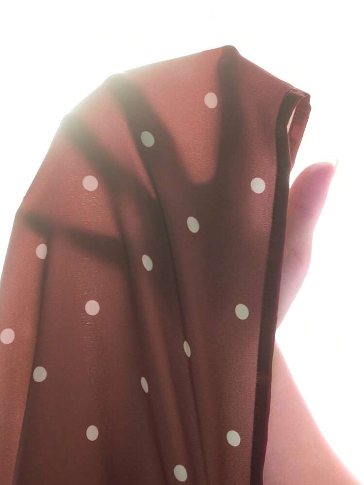 Plus Size Women's Summer Casual Vacation Country Spring Casual Vacation Round Neck Brown Polka Dot Ruffle Puff Sleeve Dress/Summer,Summer Holiday,Spring Break Outfits ,Vacation Outfits Women ,Holiday Outfits For Women,Going Out Outfits,2026 New Clothes,Simple And Fashionable For Everyday Wear,Casual Dresses For Women,Flowy Dress , Brown Polka Dot Dress, Brown Summer Dress,Suitable For Summer, Vacation, Commute, Daily Wear,Polka Dot Dress
