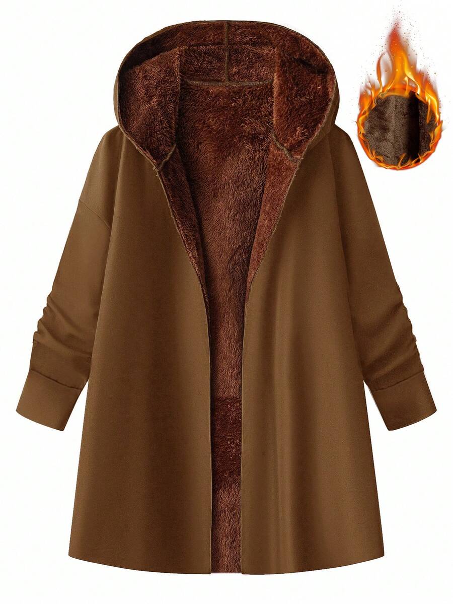 Ellevyn Women's Elegant Thick Thermal Lined Long Sleeve Hooded Jacket, Black, Autumn/Winter - Brown - View 1