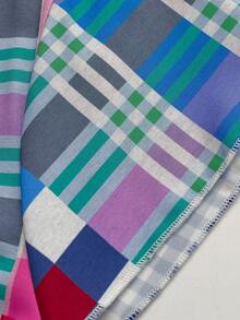 Sunspun 格子拼接休闲修身连衣裙 - 彩色 - 查看 5