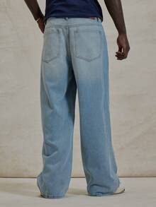 Musero Baggy Washed Basic Jeans Everday Button Fastening Denim Trouser Bottoms Spring Summer Essentials - Light Wash - View 4