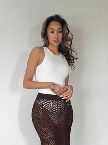 RebeccaVibe Solid Tank Bodysuit - White - View 6