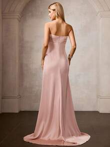 MOTF Soiréza 春夏高端褶皱无肩带鸡尾酒裙 - 香檳色 - 查看 4