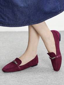 CUCCOO BIZCHIC Pantofi sport confortabili din piele de oaie, stil vintage, cu cataramă, versatili și flatanți pentru naveta - Burgundia - Vizualizare 3